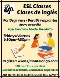 ESL Classes / clase de inglés / Learn English. San José, CAre
