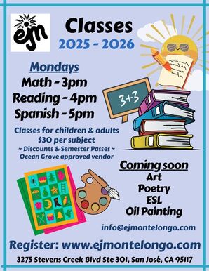 Art, Math, Reading Support, Spanish for Beginners, Poetry. Children & Adults. San José, CA.